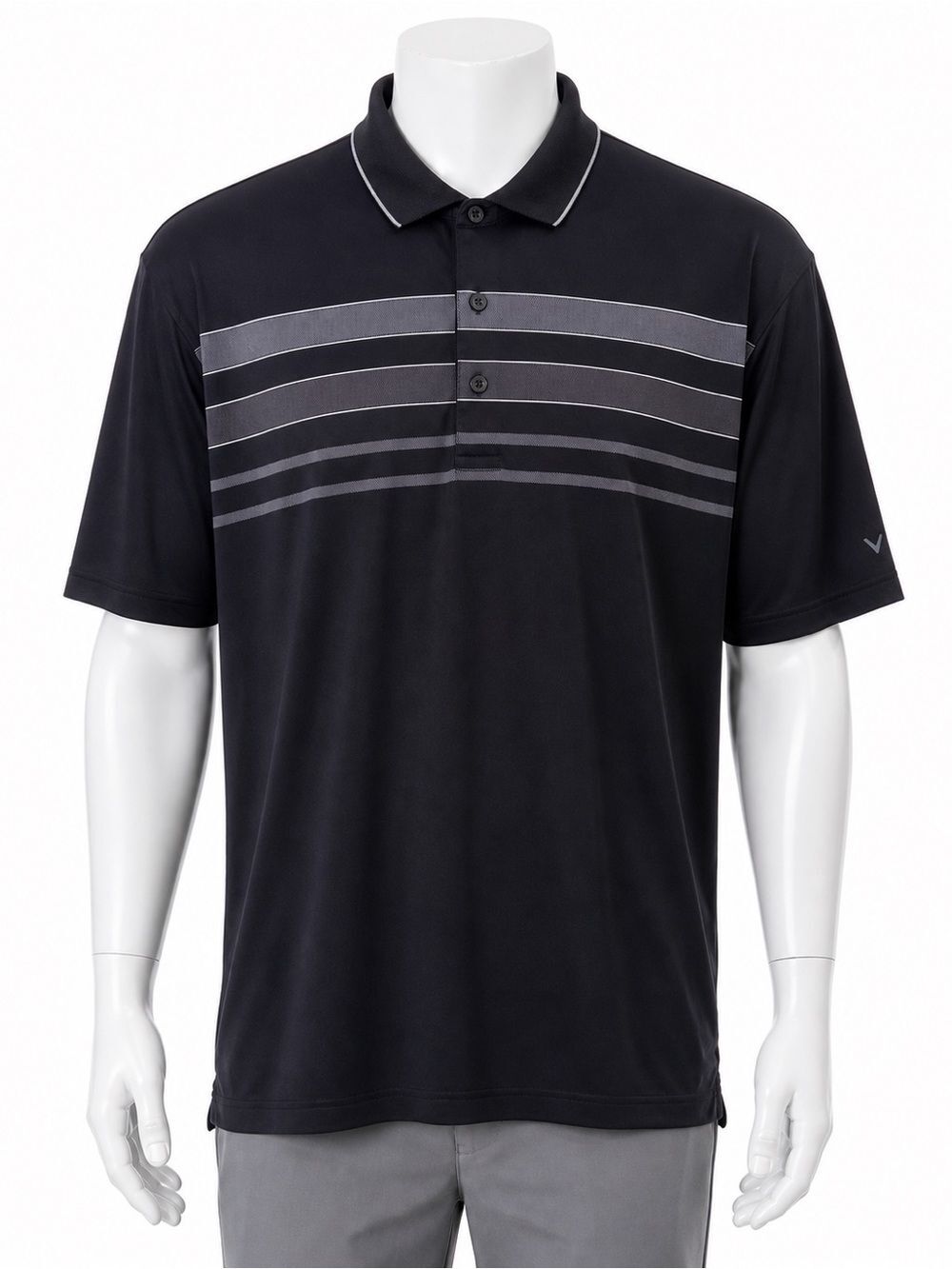 Callaway Opti-Dri Golf Polo Shirt Men XL Black Gray Striped Performance Athletic